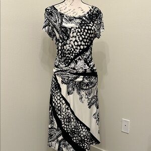 Joseph Ribkoff Asymmetrical Black & White Dress